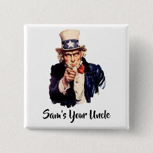 Sam is je oom vierkante button 5,1 cm