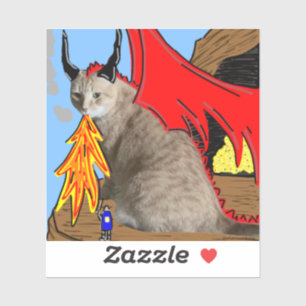 Sam Le Cat Dragon Vinyl Sticker