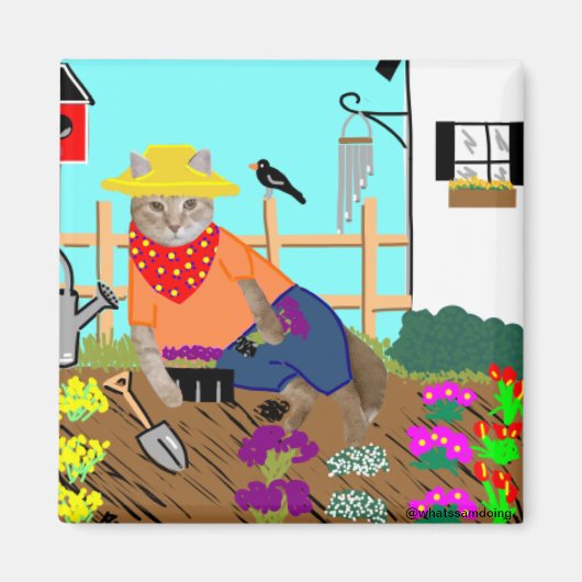 Sam Le Cat Gardening Magnet (Voorkant)