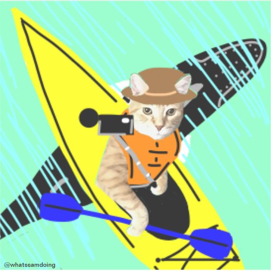 Sam Le Cat Selfie Kayak Sticker (Voorkant)