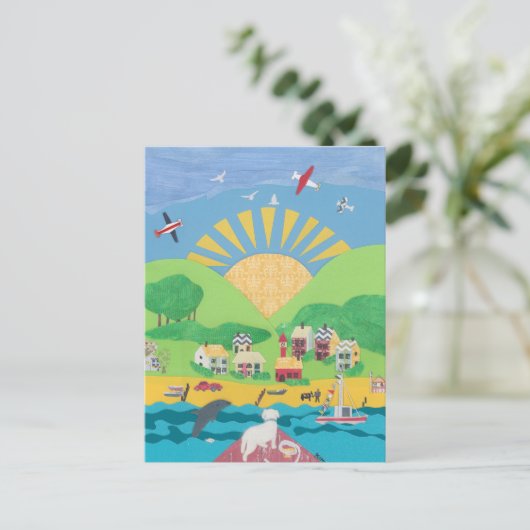 Sam op de boot briefkaart (Staand voorkant)