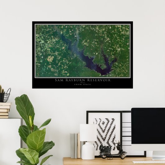Sam Rayburn Lake Texas Satellite Poster Map (Thuiskantoor)