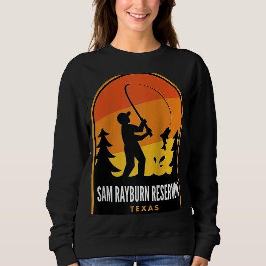 Sam Rayburn Reservoir Texas Vissen Raglan Trui (Voorkant)