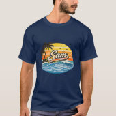 Sam Retro Zonsondergang Naam Ontwerp T-shirt (Voorkant)