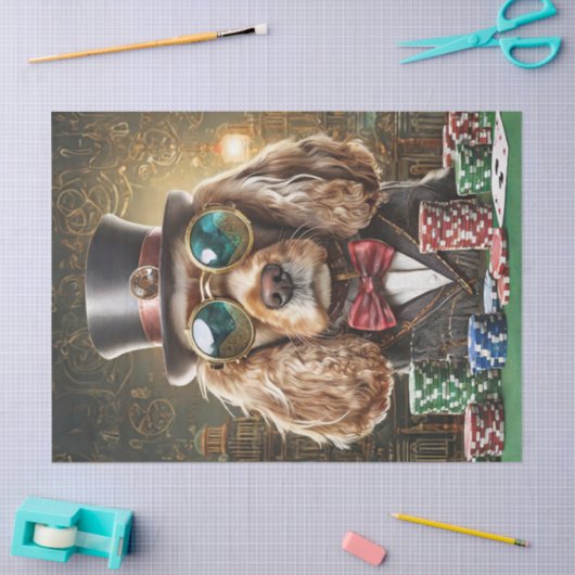 Sam Slick, Cocker Spaniel Poker spelen Tissuepapier (Craft)