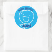 Sam Stickman Verjaardag Classic Ronde Sticker (Tas)