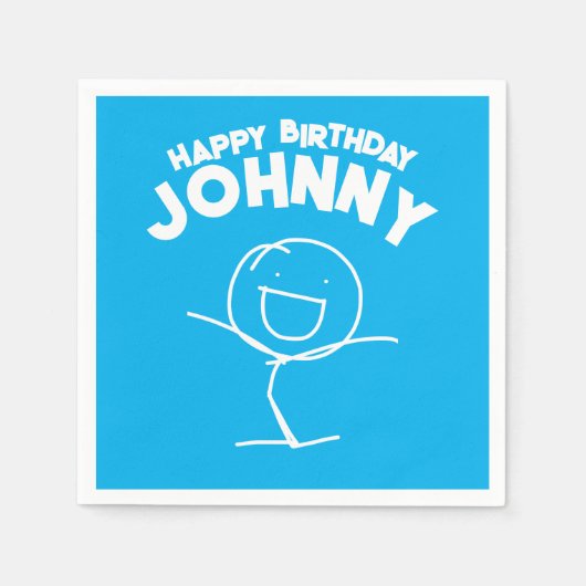 Sam Stickman Verjaardag Papier Servetten (Voorkant)