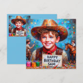 SAM ~ Verjaardag Kaart ~ Cowboy ~ Platte Kaart (Voorkant / Achterkant)