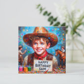 SAM ~ Verjaardag Kaart ~ Cowboy ~ Platte Kaart (Staand voorkant)