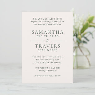 Samantha Bos Groen Traditionele Elegante Bruiloft Kaart