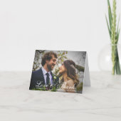 Samantha Calligraphy Folded Photo Wedding Bedankkaart (Voorkant)