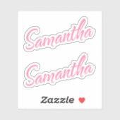 Samantha Decoratieve Naam in Roze x2 Sticker (Vel)