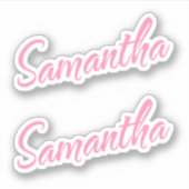 Samantha Decoratieve Naam in Roze x2 Sticker (Voorkant)