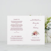 Samantha Elegant Burgundy Folded Wedding Program (Staand voorkant)