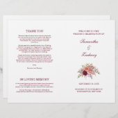 Samantha Elegant Burgundy Folded Wedding Program (Voorkant / Achterkant)