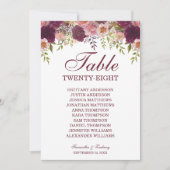 Samantha Elegant Wedding Table Seating Chart Card (Voorkant)
