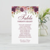 Samantha Elegant Wedding Table Seating Chart Card (Staand voorkant)