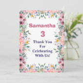 Samantha Floral Thank You Card, 3rd Birthday  Bedankkaart (Staand voorkant)