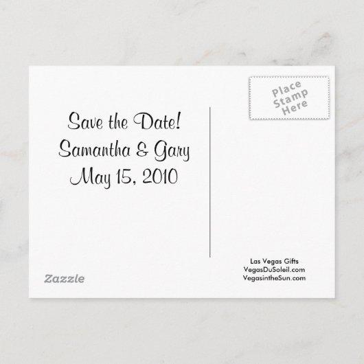 Samantha & Gary 2010 Las Vegas HUWELIJK Aankondigingskaart (Achterkant)