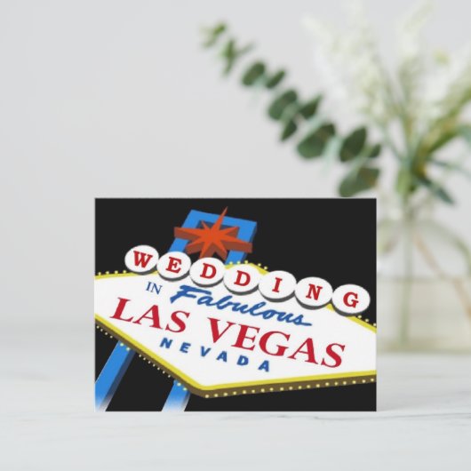 Samantha & Gary 2010 Las Vegas TROUWEN Aankondigingskaart (Staand voorkant)