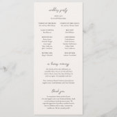 Samantha grijs traditionele elegante bruiloft programmakaart (Achterkant)