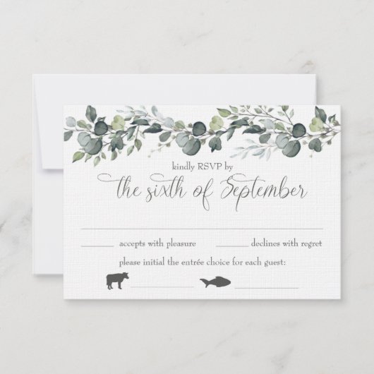 Samantha & Michael RSVP-kaart met maaltijd opties Kaart (Voorkant)