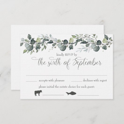 Samantha & Michael RSVP-kaart met maaltijd opties Kaart (Voorkant / Achterkant)