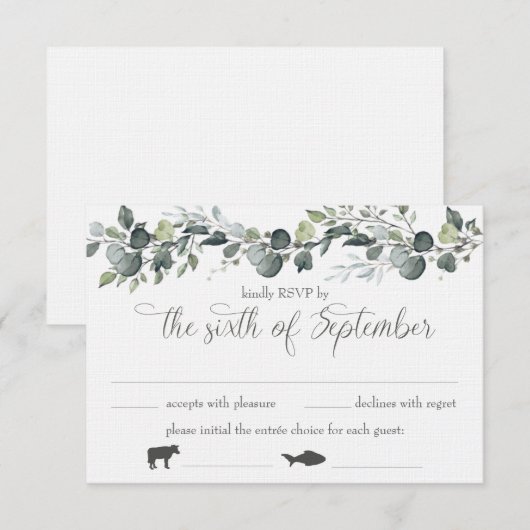 Samantha & Michael RSVP-kaart met maaltijdopties Kaart (Voorkant / Achterkant)