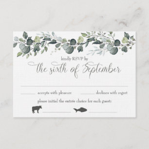 Samantha & Michael RSVP-kaart met maaltijdopties Kaart