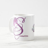 Samantha monogram roze roos Koffiemok (Voorkant links)