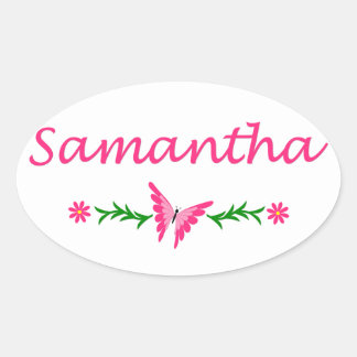 Samantha (roze vlinder) ovale sticker