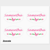 Samantha (roze vlinder) ovale sticker (Vel)