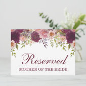 Samantha Rustic Burgundy Reserved Wedding Sign (Staand voorkant)