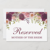 Samantha Rustic Burgundy Reserved Wedding Sign (Achterkant)