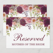 Samantha Rustic Burgundy Reserved Wedding Sign (Voorkant / Achterkant)
