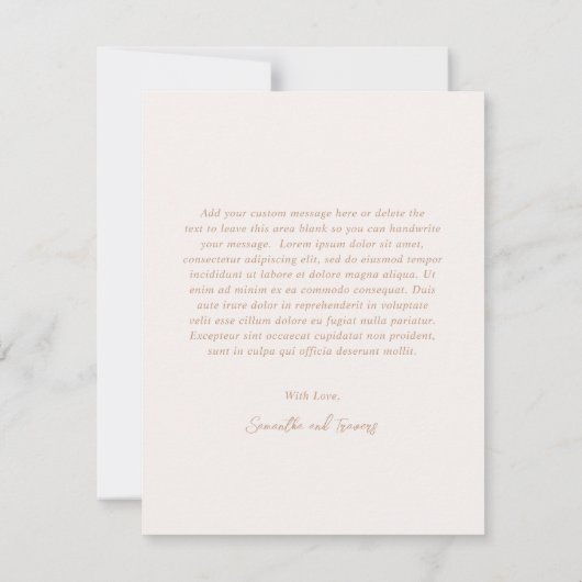 Samantha Tan Traditionele Elegante Bruiloft Bedankkaart (Achterkant)