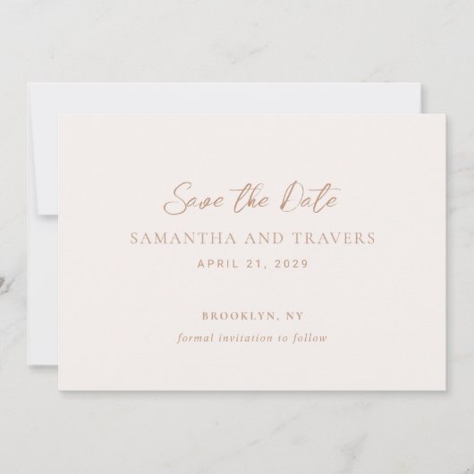 Samantha Tan Traditionele Elegante Bruiloft Save The Date (Voorkant)