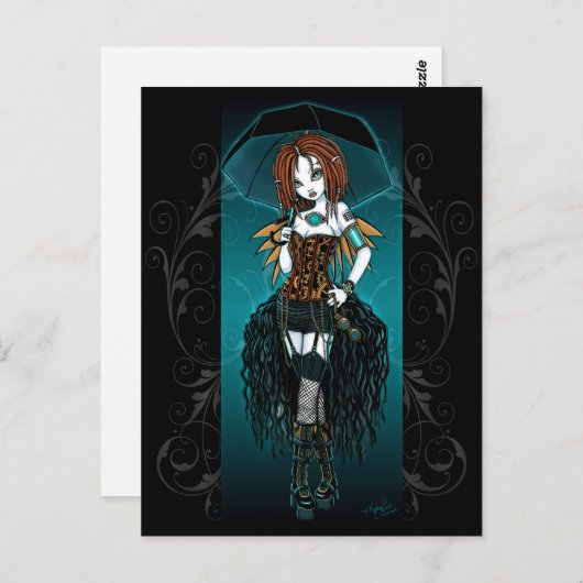 "Samara" Steampunk Cyber Fairy Briefkaart (Voorkant / Achterkant)
