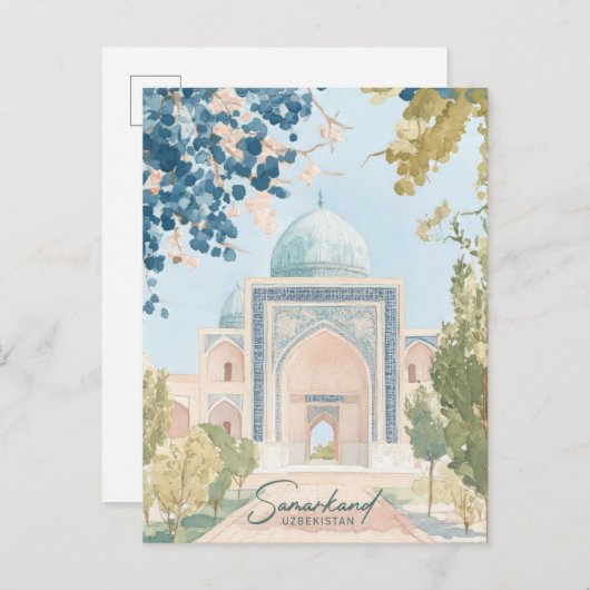 Samarkand Oezbekistan Gouache Illustratie Reizen Briefkaart (Voorkant / Achterkant)