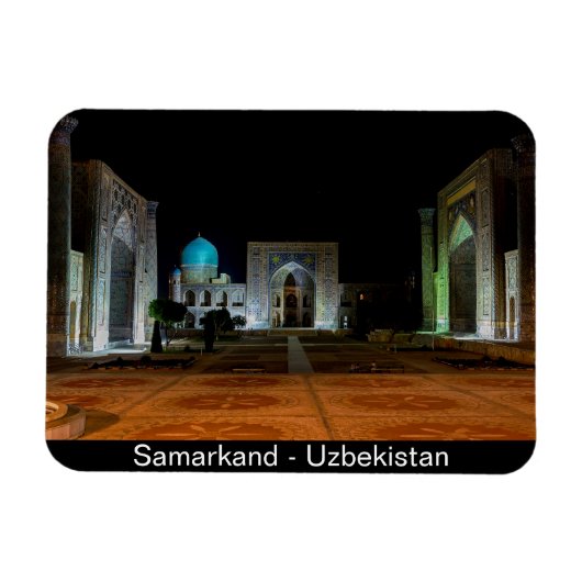 Samarkand, Oezbekistan - 's nachts plein in Regist Magneet (Horizontaal)