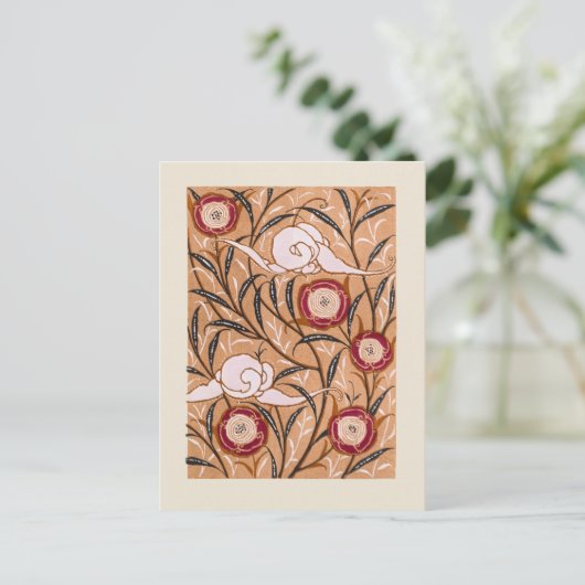 Samarkande, Art Nouveau Flower Pattern Briefkaart (Staand voorkant)