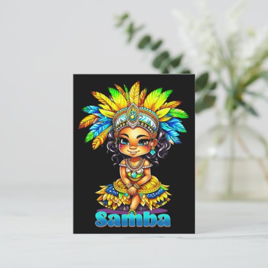 Samba Carnaval Meisje Briefkaart (Staand voorkant)