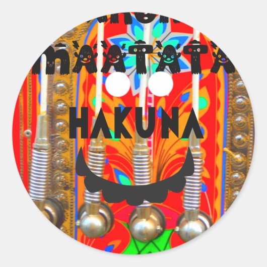 Samba Carnival kleuren Hakuna Matata blings.png Ronde Sticker (Voorkant)