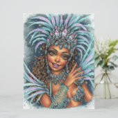 Samba Dancer Vrouw Carnival Rio Brazilië Art Kaart (Staand voorkant)