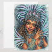 Samba Dancer Vrouw Carnival Rio Brazilië Art Kaart (Voorkant / Achterkant)
