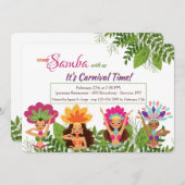 Samba Dancers Carnival Invitation Kaart (Voorkant / Achterkant)
