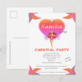 Samba dans braziliaans carnaval Uitnodiging Briefk (Voorkant / Achterkant)