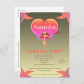 Samba dans braziliaans carnaval Uitnodiging Briefk (Voorkant / Achterkant)