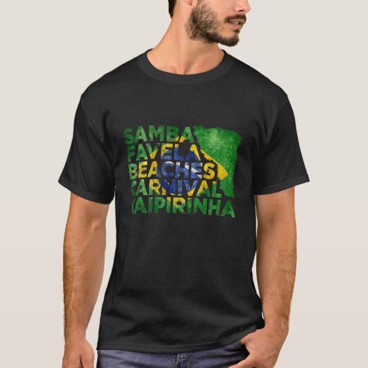 Samba Favela Stranden Carnaval & Caipirinha Brazil T-shirt (Voorkant)