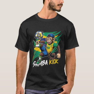 Samba Kick – Monkey Soccer Brazilië Vlag T-shirt